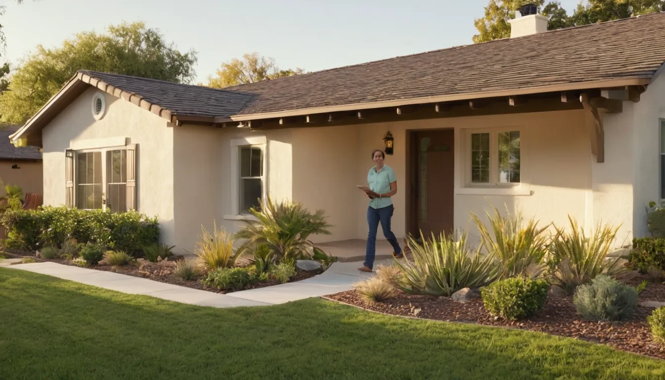 Stucco ranch home on a quiet street in the Oakland area